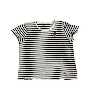 J. Crew Black & White Striped Collector Tee, Pineapple Detail, T-Shirt, Sz XXL